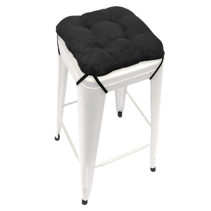 Micro-suede Black Square Industrial Bar Stool Cushion - Latex Foam Fill - Barnett Home Decor