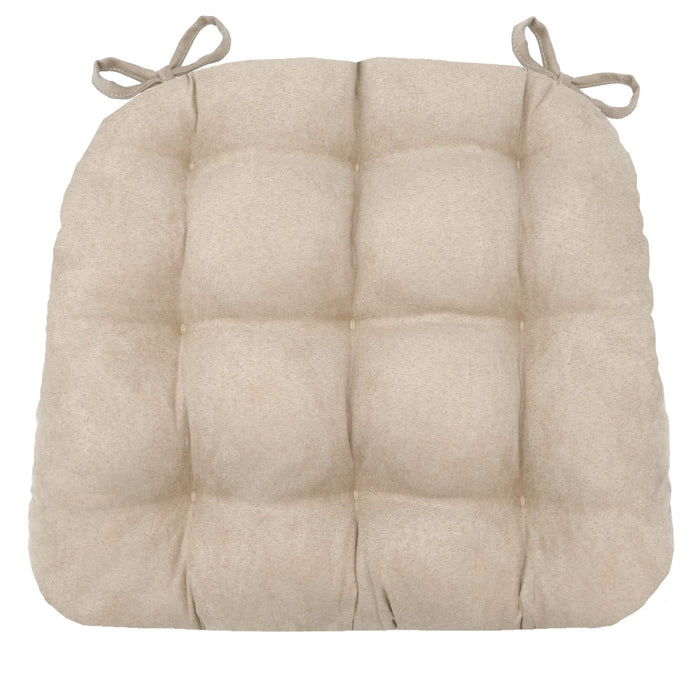 microfiber dining chair cushion in a neutral color vegan suede