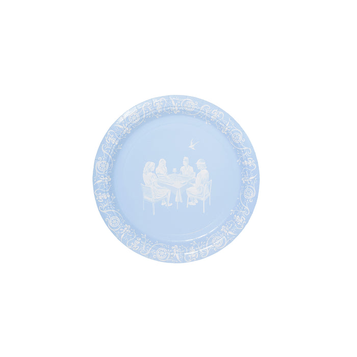 Mini Emily Hall's OK Let's Mahj Ice Blue Jasperware Paper Plate - 50 pack