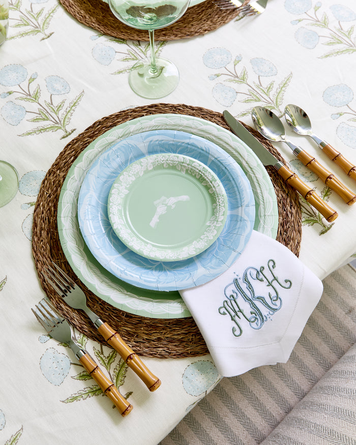 Mini Oset Babür-Winter's Curated Wines Mini Bread & Butter Mint Jasperware Paper Plate  - 50 pack