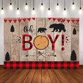 Mocsicka Lumberjack and Red Plaid Oh Boy Baby Shower Backdrop-Mocsicka Party