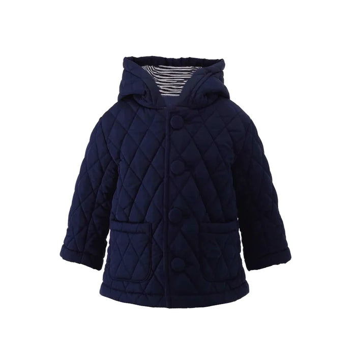 Rachel Riley Navy Quilted Hooded Jacket
