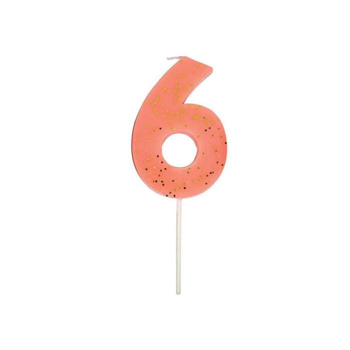 Number Candle 6 (Coral)