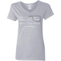G500VL Gildan Ladies' 5.3 oz. V-Neck T-Shirt / Sport Grey / S