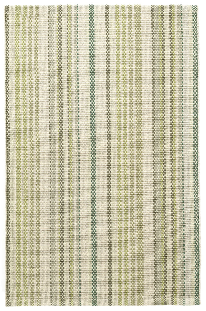 Oslo Stripe Green Handwoven Cotton Rug Rug By Annie Selke