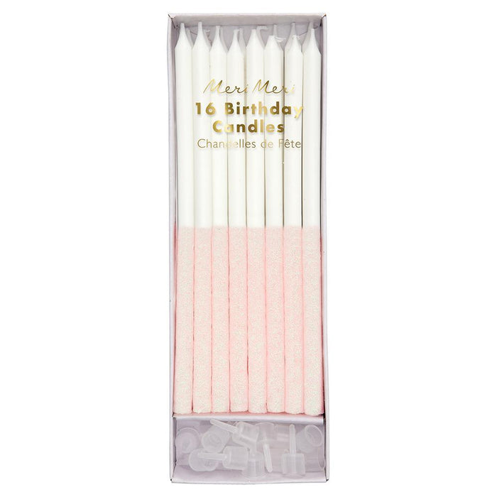 Pale Pink Glitter Candles