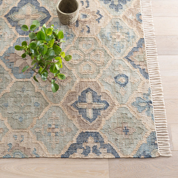 Pali Blue Handwoven Jute Rug Rug By Annie Selke