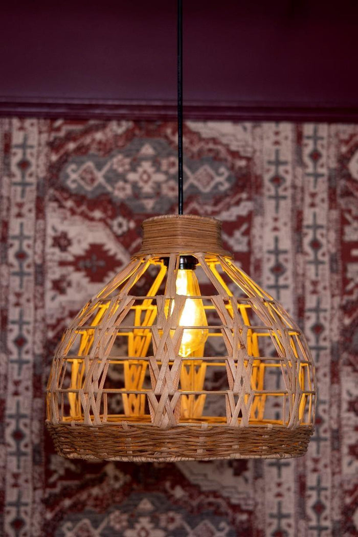Palm Leaf Bamboo Lamp Shade D35cm x H30cm (D)