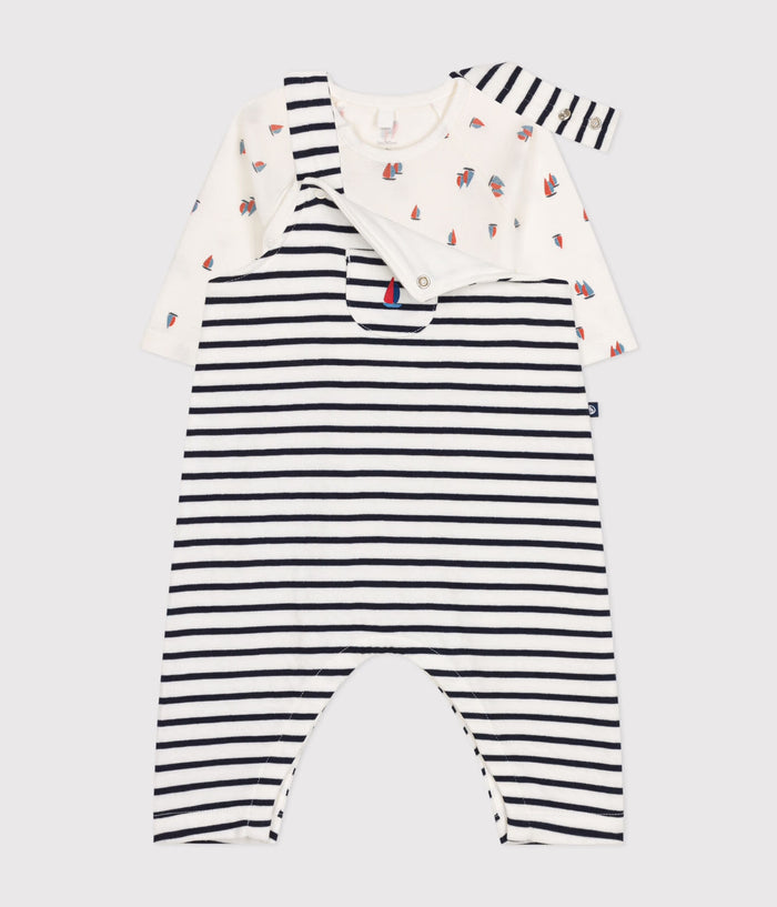 Petit Bateau Baby Boy Boat Bodysuit & Striped Overall