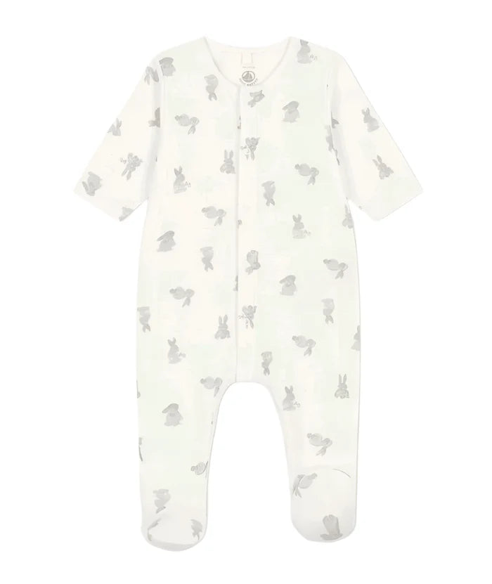 Petit Bateau Baby Front Snap Bunny Footie
