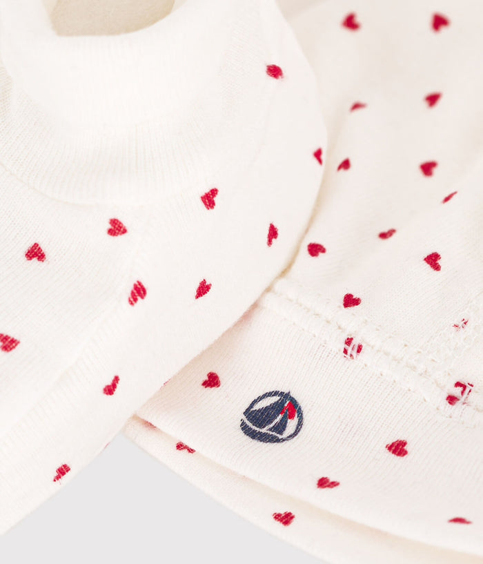 Petit Bateau Baby Heart Hat & Booties Set