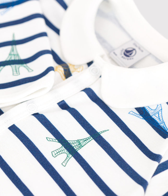 Petit Bateau Baby Long Sleeve Stripe Eiffel Tower Romper