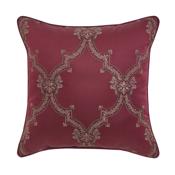 Phyllis Bordeaux Embellished Square Decorative Throw Pillow 20" x 20" Throw Pillows By J. Queen New York