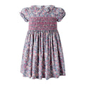 Rachel Riley Pink Grey Floral Smocked Dress
