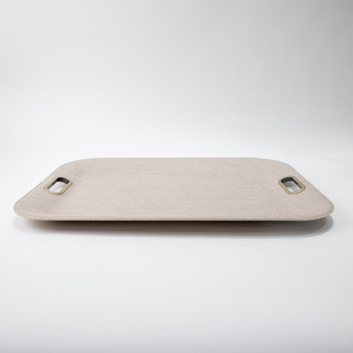 PLASTIC TRAY LARGE WITH HANDLE BRAID LATTE 55CMX40CM (202107454)