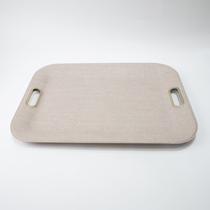 PLASTIC TRAY LARGE WITH HANDLE BRAID LATTE 55CMX40CM (202107454)