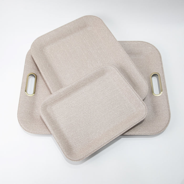 PLASTIC TRAY LARGE WITH HANDLE BRAID LATTE 55CMX40CM (202107454)
