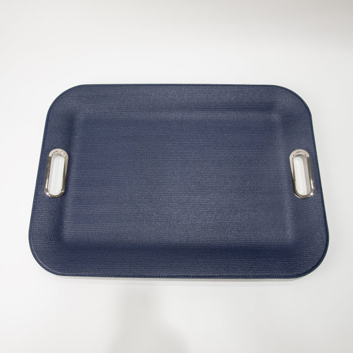 PLASTIC TRAY LARGE WITH HANDLE BRAID NAVY 55CMX40CM (202107462)