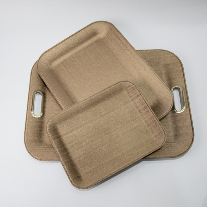PLASTIC TRAY LARGE WITH HANDLE SILK BRONZE 55CMX40CM (202107478)