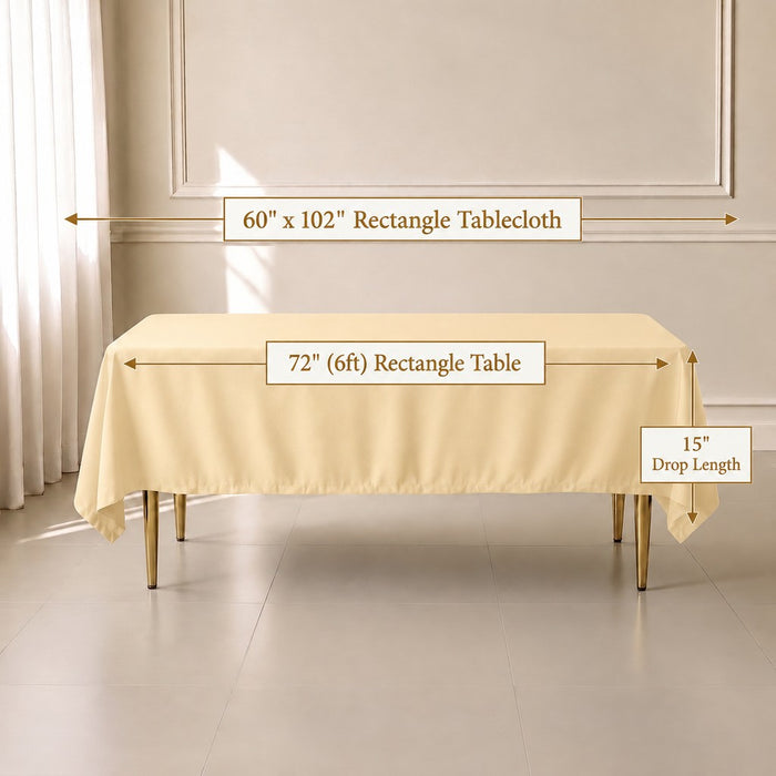 beige premium polyester rectangle tablecloth