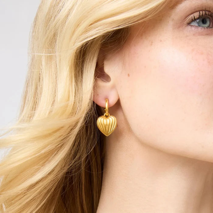 Julie Vos Puffy Heart Hoop & Charm Earring- La Petite Maison