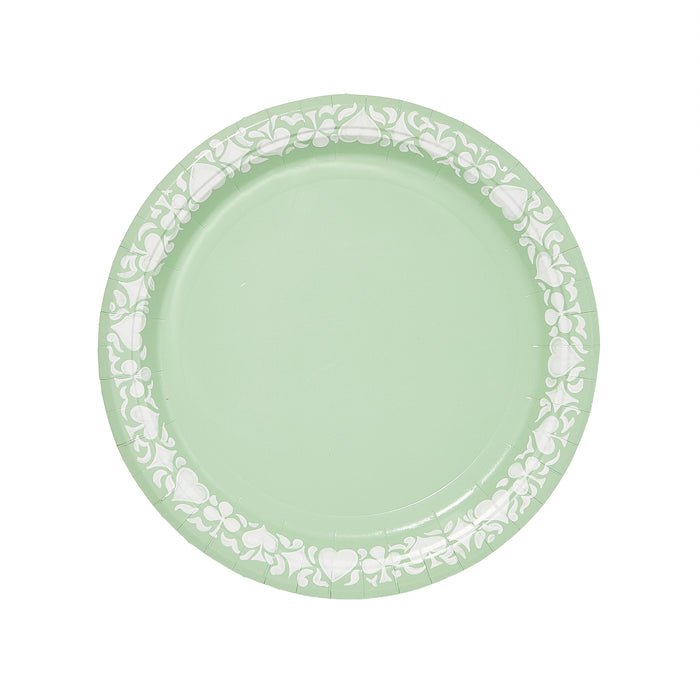 Queen of Hearts Dinner Mint Jasperware Paper Plate - 8 pack