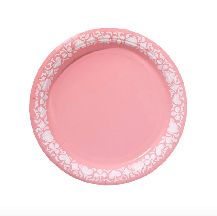 Queen of Hearts Dinner Rosy Pink Jasperware Paper Plate - 8 pack