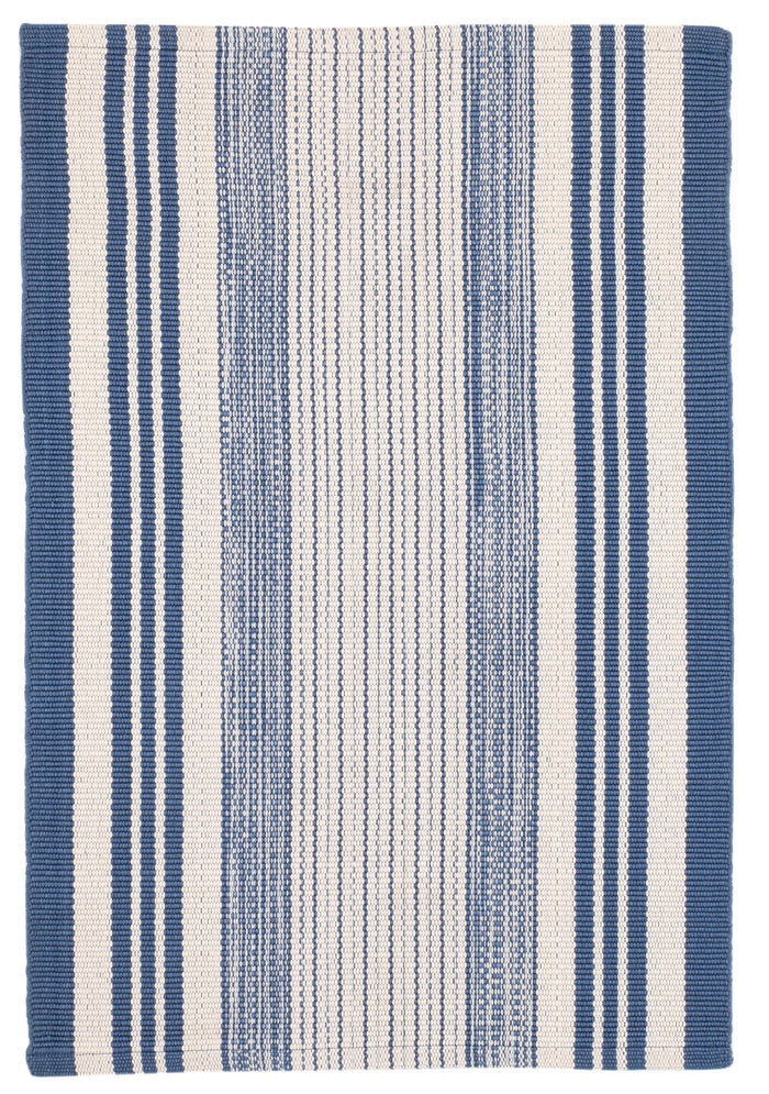 Quincy Stripe Denim Handwoven Indoor/Outdoor Rug Rug By Annie Selke