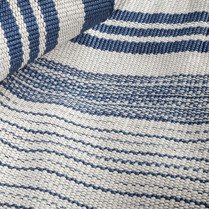 Quincy Stripe Denim Handwoven Indoor/Outdoor Rug Rug By Annie Selke