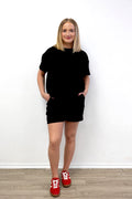 Raise Ribbed SS Tee & Short Set Black