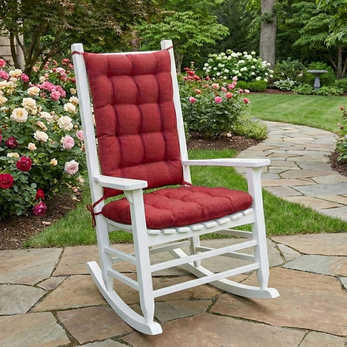 Rave Red Porch Rocker Cushions - Fade Resistant, Latex Foam Fill