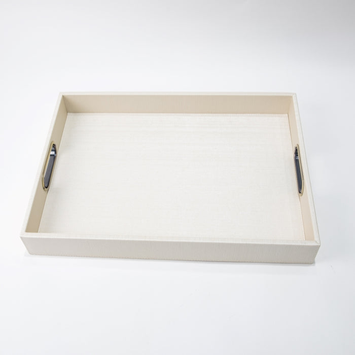 RECT.TRAY WITH HANDLE SILK IVORY 45CMX33CM (202107481)