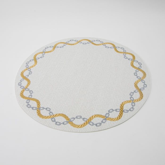 ROUND PLACEMAT W/EMBR BRAID WHITE (202055054)
