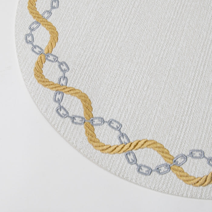 ROUND PLACEMAT W/EMBR BRAID WHITE (202055054)