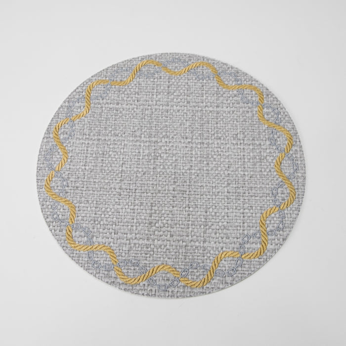 ROUND PLACEMAT WITH EMBROIDERY RAFYA GREY (202055069)