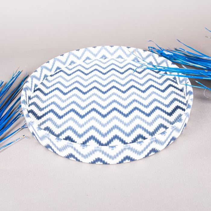 ROUND TRAY ZIGZAG BLUE D42CM (202107307)