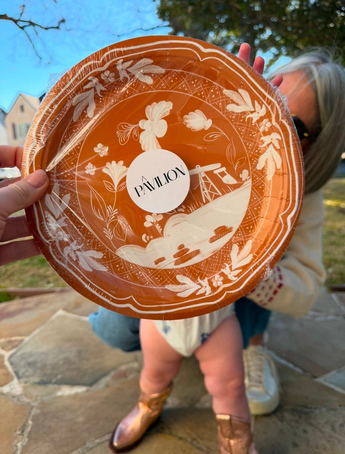 Rust Nodding Donkey Pavilion Dessert Plate - 8 pack