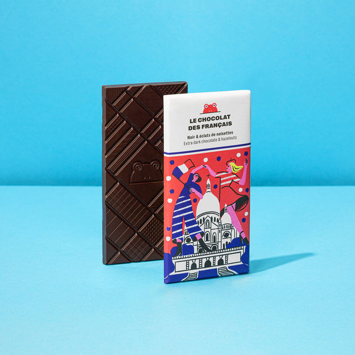 Le Chocolat des Français Sacre Coeur Dark Chocolate with Hazelnuts Bar