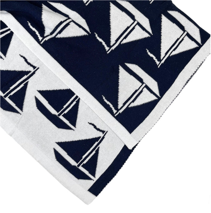 Sail Boats Baby Blanket - Navy