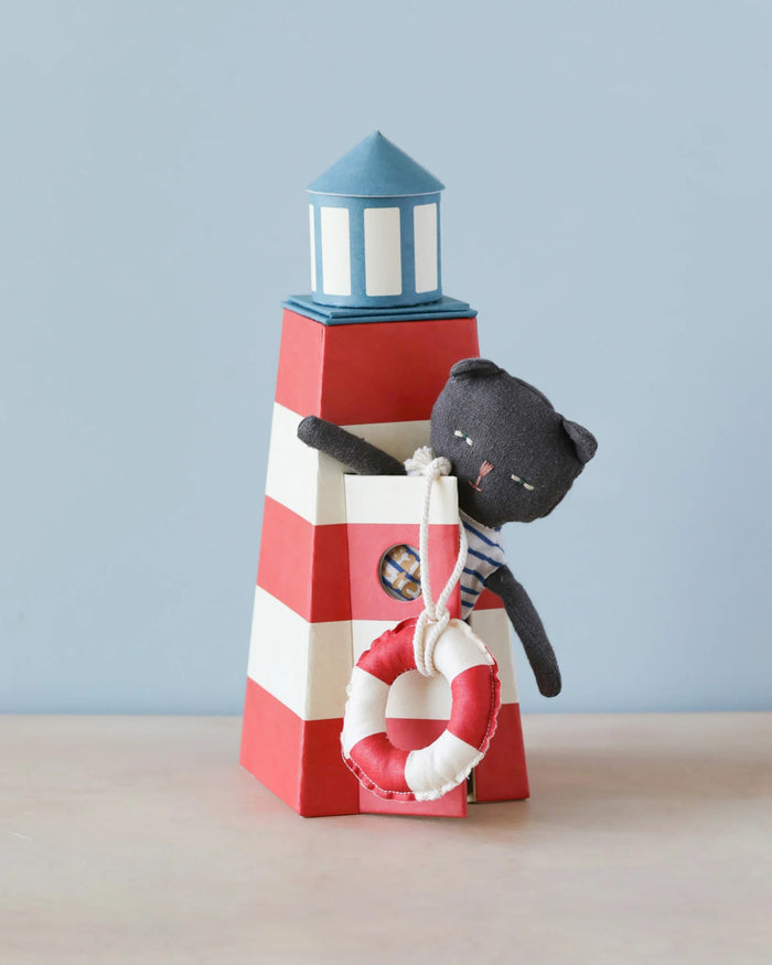 Maileg Sauveteur Cat with Tower - Lighthouse with Lifeguard Cat