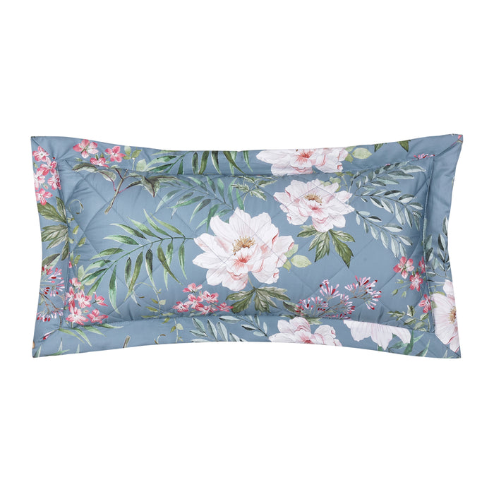 Savannah Blue Quilted Bouoir Decorative Throw Pillow 26" x 12" Throw Pillows By J. Queen New York