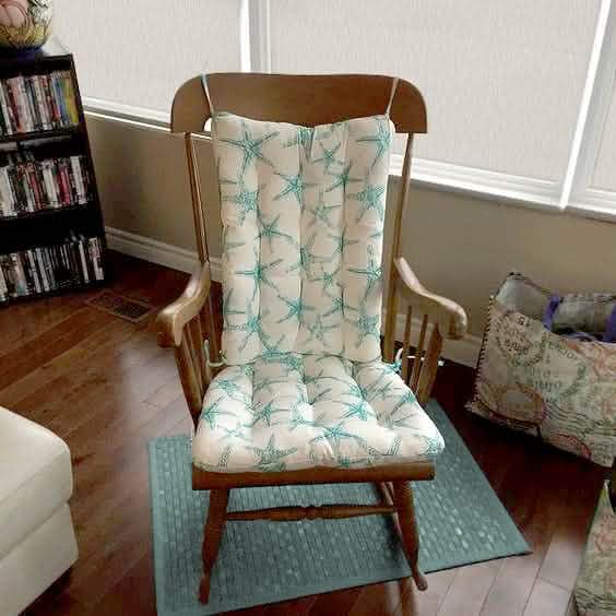 Turquoise Starfish Beachy Rocking Chair Cushion Pads