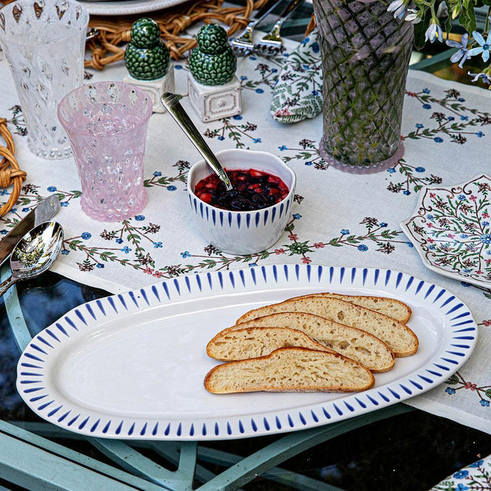 Juliska Sitio Stripe 15" Hostess Tray - Delft Blue, La Petite Maison