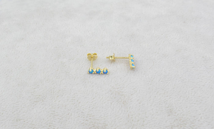 Small Blue Opal Trio Stud