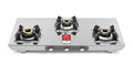 Sujata Majestic 3 burner stainless steel gas stove with SABAF valve and ISI certification