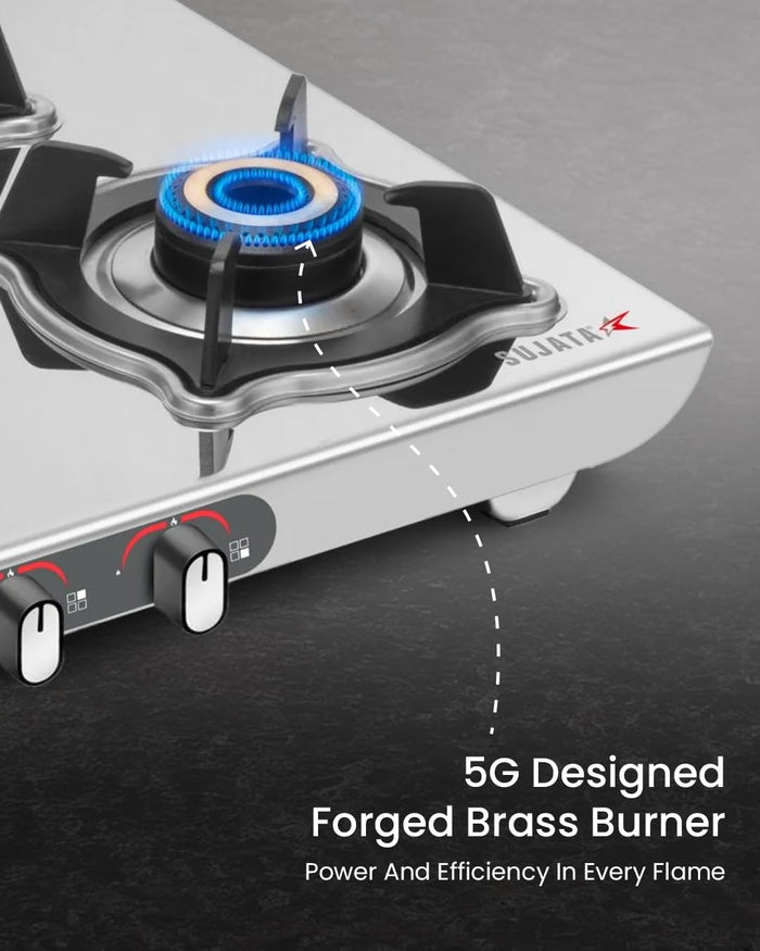 Sujata Majestic LPG and PNG compatible gas stove with 360 degree rotating nozzle