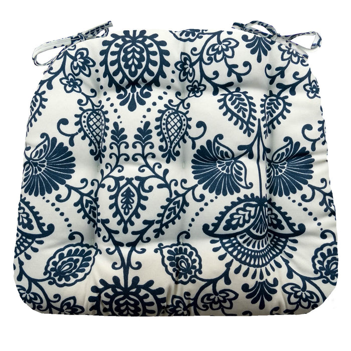 Sylvan Navy Blue Indoor / Outdoor Dining Chair Pads & Patio Cushions / Barnett Home Decor / Blue and White