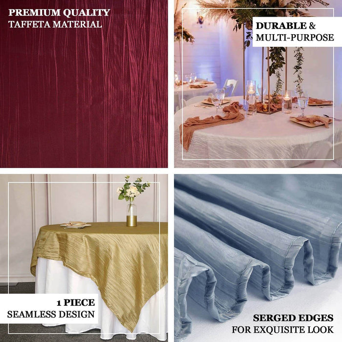 Premium quality taffeta tablecloth in various colors and styles for elegant events.