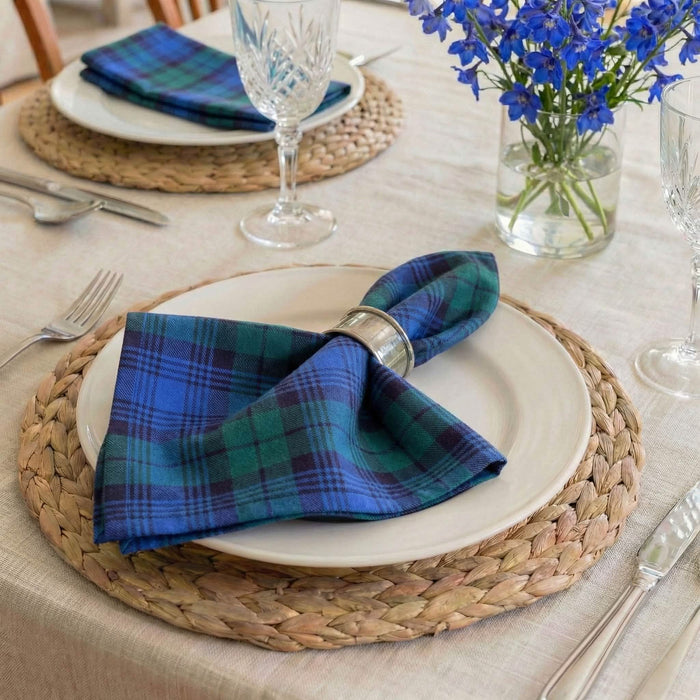 Tartan Blue Cloth Napkins - Set of 8