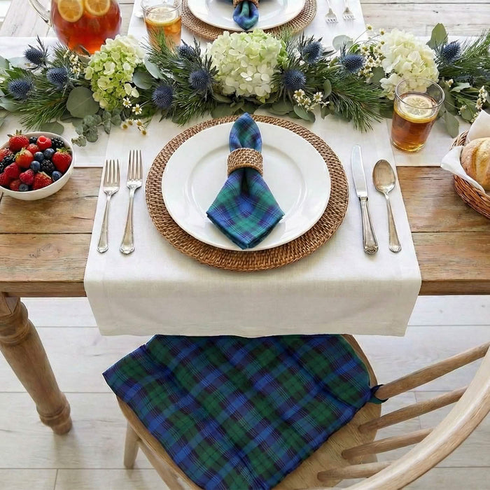 Tartan Blue Cloth Napkins - Set of 8